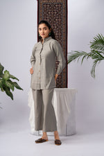 Beige Pure Silk Self Design Co-Ord Set