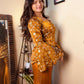 Designer Mustard Embroidered Silk Co-Ord Set with Flared Palazzo Pants