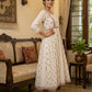 Cotton Chikankari Anarkali Kurta Set with Mirror Work & Malmal Dupatta