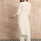 Ivory Cotton Flex Embroidered Kurta Set for Women
