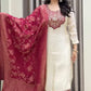 Pure Banarasi Jacquard Kurta Set with Embroidered Neck & Banarasi Dupatta