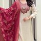 Pure Banarasi Jacquard Kurta Set with Embroidered Neck & Banarasi Dupatta