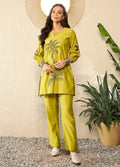 Mustard Crepe Embroidered Co-Ord Set for Women