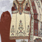 Cream Printed Chinon Suit Set with Rust Brown Dupatta