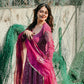 Magenta Chinon Anarkali Gown Set with Floral Bandhani Print & Dupatta