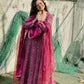 Magenta Chinon Anarkali Gown Set with Floral Bandhani Print & Dupatta