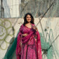 Magenta Chinon Anarkali Gown Set with Floral Bandhani Print & Dupatta