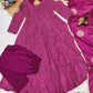 Magenta Chinon Anarkali Gown Set with Floral Bandhani Print & Dupatta