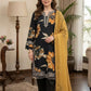 Black Printed Muslin Pakistani Suit Set with Dupatta